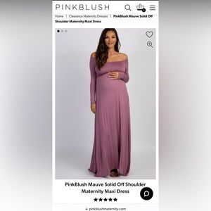 Mauve solid off shoulder maternity dress
